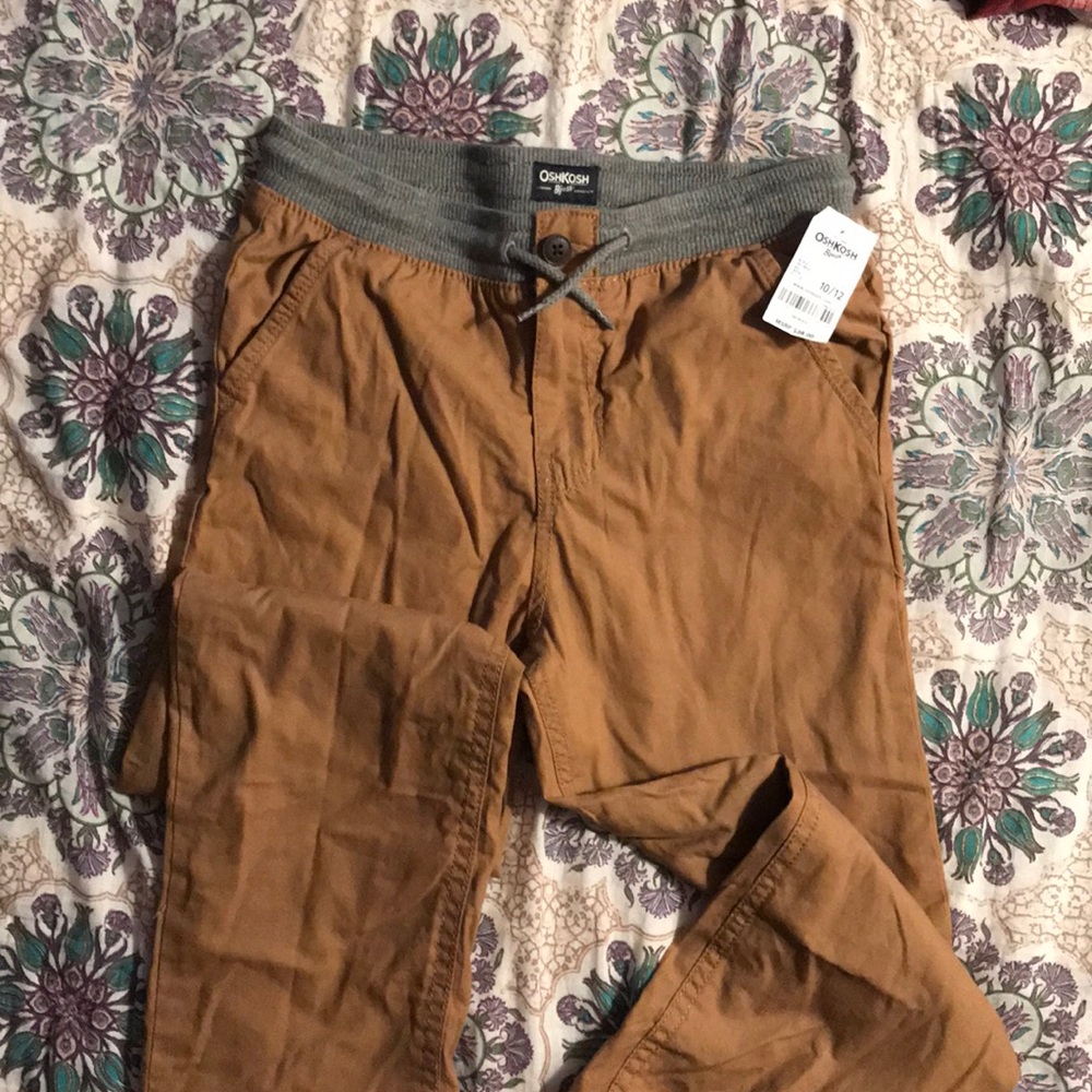 Tan, lined drawstring boys pants